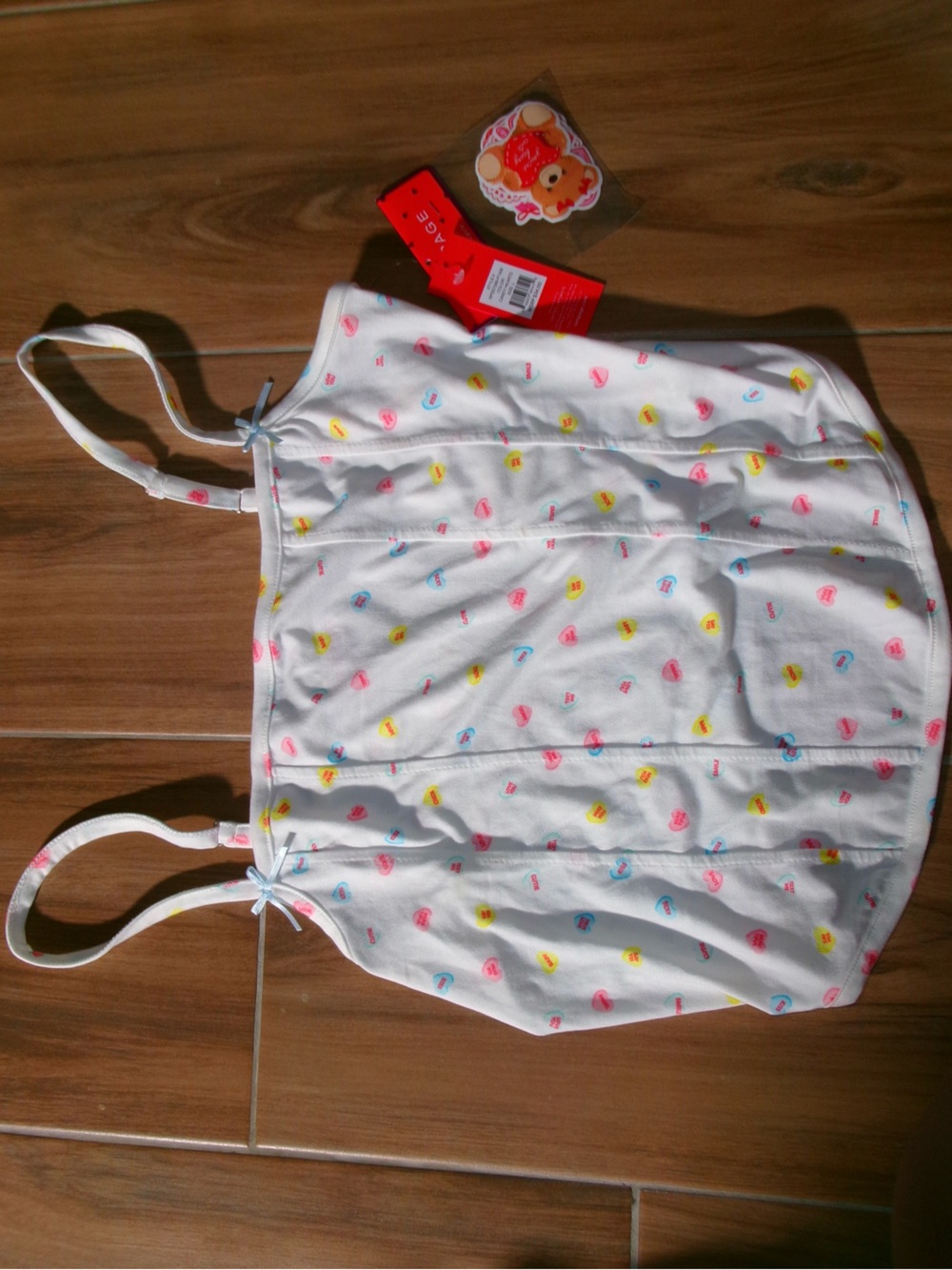 Rampage Candy Hearts Print White Cami Tank Size L - New
